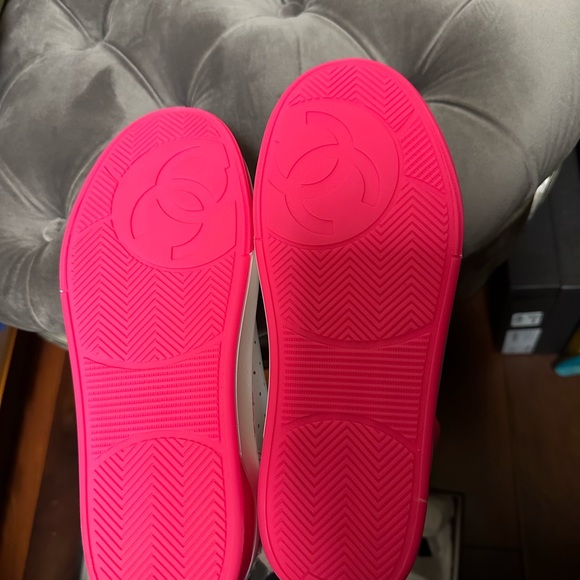 Authentic New With Tags Chanel Neon Fuchsia & White Sneakers - Picture 6 of 9